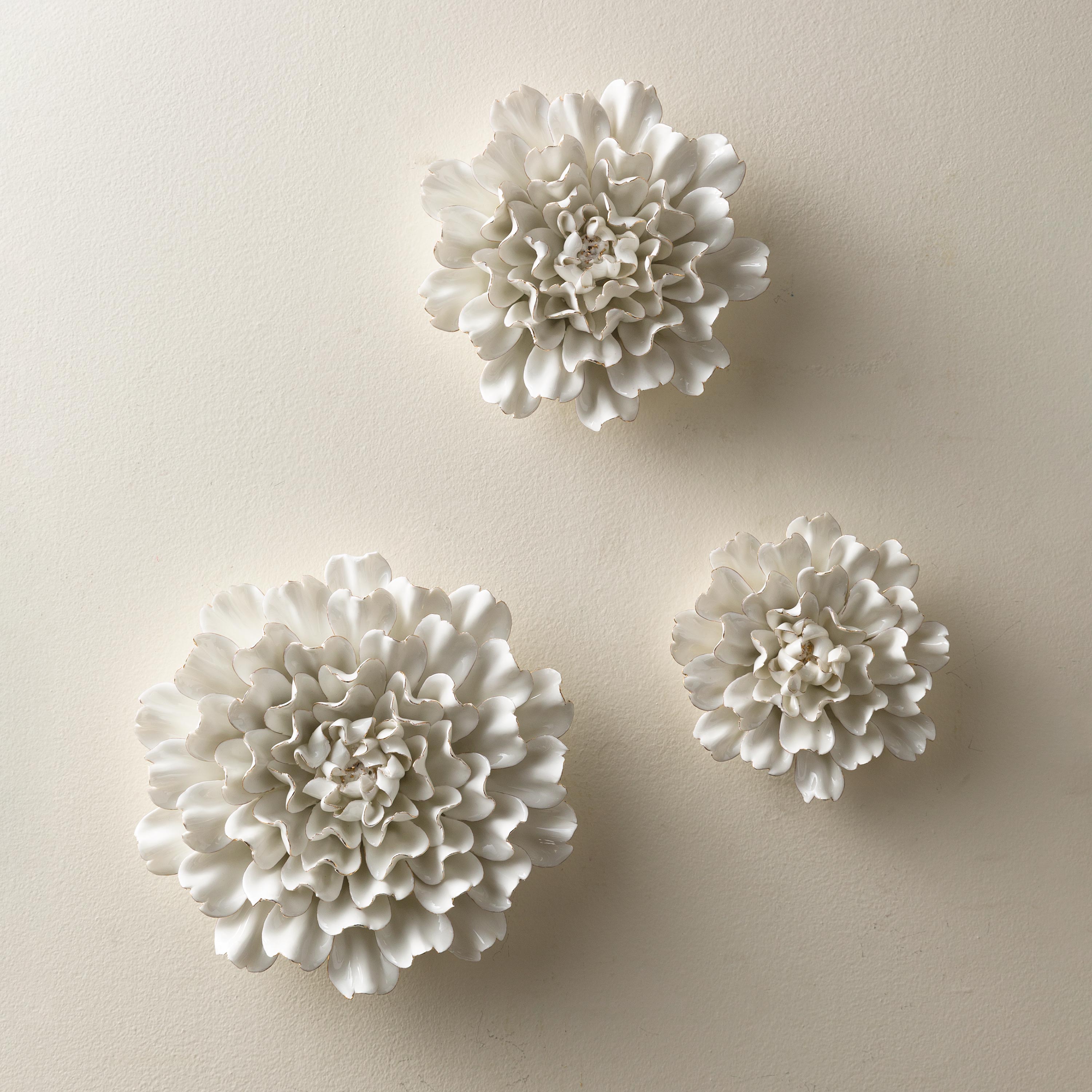 "Bright" Ceramic Wall Flower Collection, Set of 7