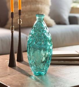 Dune Tall Recycled Dimpled Glass Vase, 12"H