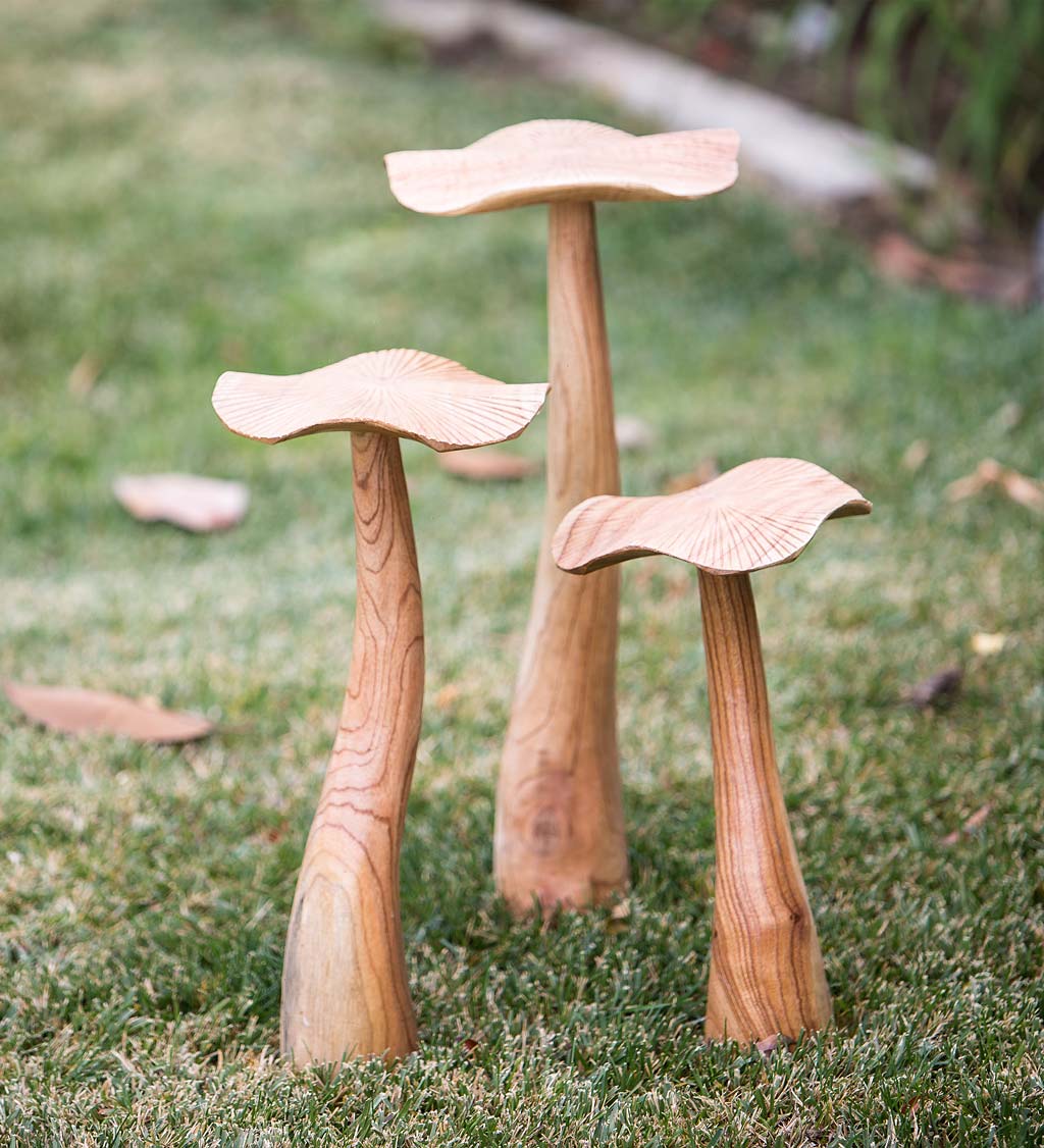 Chinaberry Mushroom Garden Stakes, Set of 3
