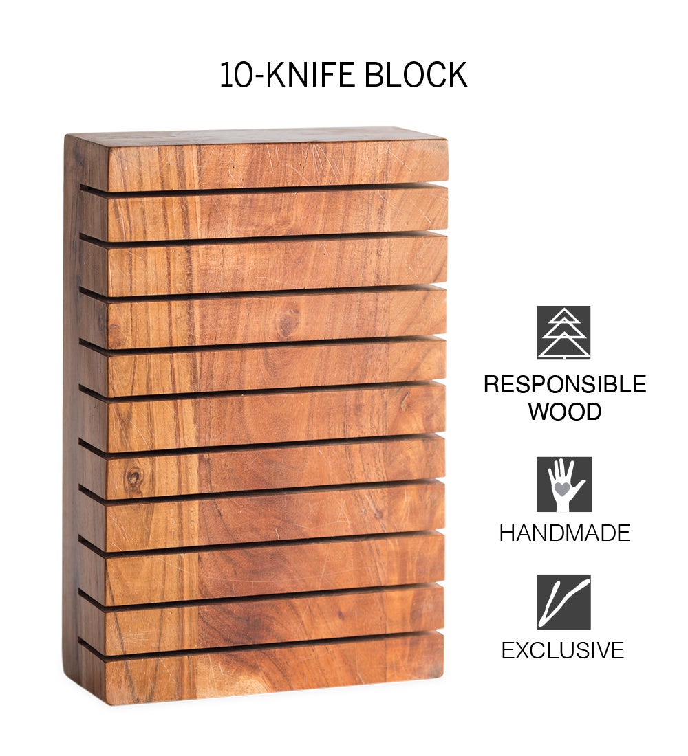 Acacia Wood Horizontal 10-Knife Block