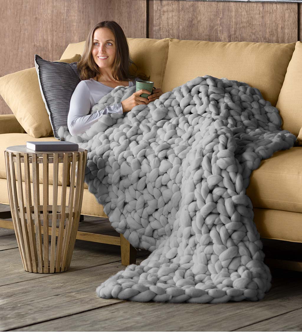 Chunky Knit Wool Weighted Blanket | Bedroom | Bed + Bath | VivaTerra