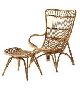 Rattan Lounge Chair and Ottoman