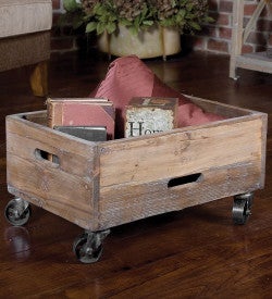 Reclaimed Fir Wood Rolling Storage Box