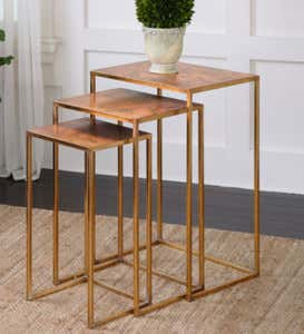 Gold Leafed Iron Nesting Tables, Set of 3
