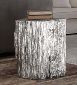 Silver Leafed Faux Stump Stool