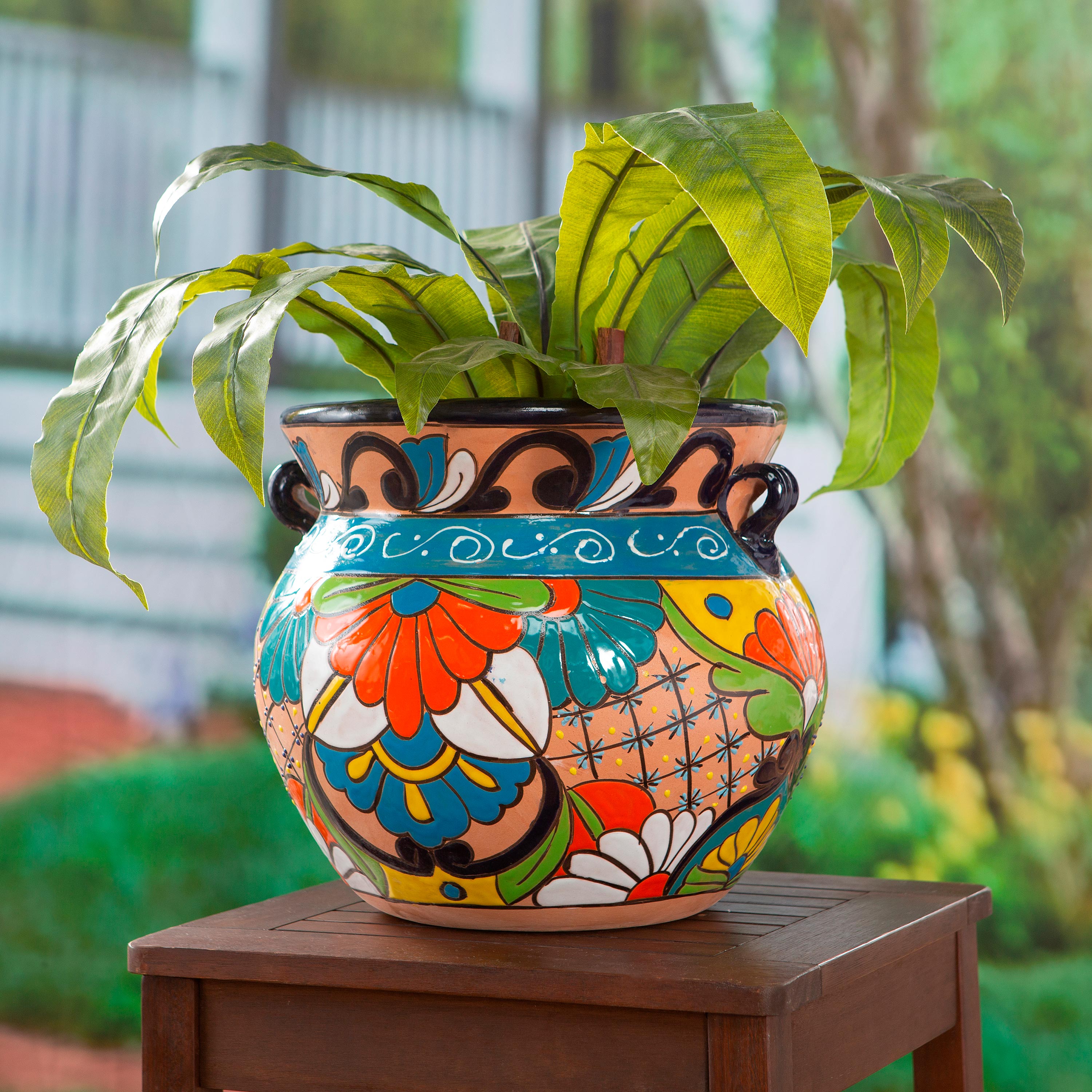 Extra Large Floral Authentic Talavera Chata Planter