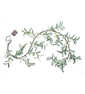 Viva Terra Indoor/Outdoor Battery-Operated Lighted Olive Branch Garland w  Timer
