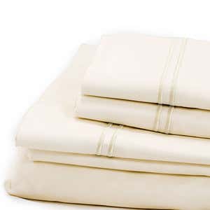 500 Thread Count Sateen Satin Stitch King Sheet Set - White, Ivory