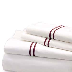 500 Thread Count Sateen Satin Stitch King Sheet Set - White, Aloe