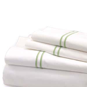 500 Thread Count Sateen Satin Stitch King Sheet Set - White, Flax
