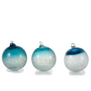Maya Recycled Glass X-Small Sphere Ornament - Aqua