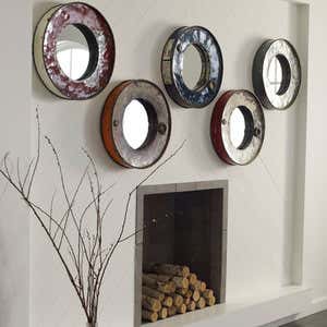 Recycled Oil Drum Mirror - Red