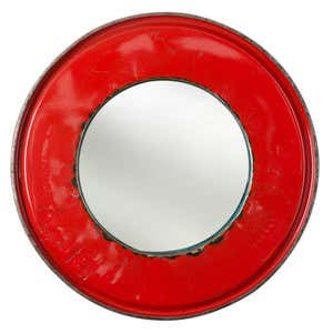 Recycled Oil Drum Mirror - Red