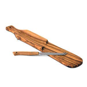 Olive Wood Salami Cutter with Knife