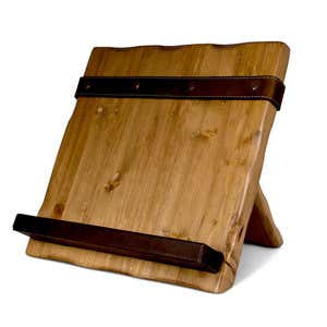 Reclaimed Wood and Salvaged Leather IPAD Cookbook Holder
