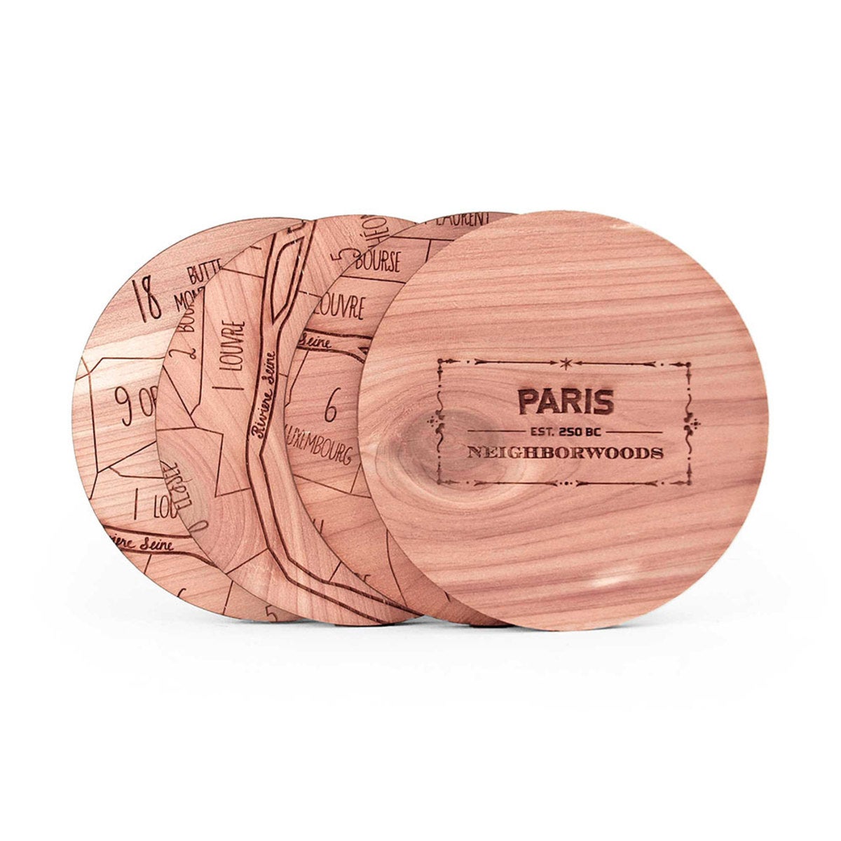 City Cedar Coasters, Set of 4 - Paris