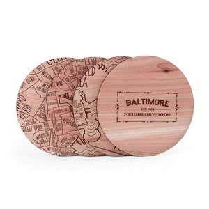 City Cedar Coasters, Set of 4 - Baltimore
