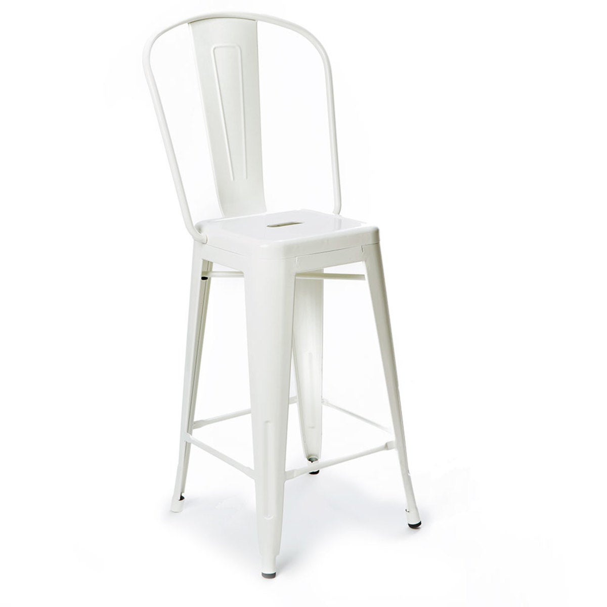 Recycled Industrial Steel Whte Counter Stool - White