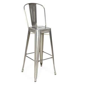 Recycled Industrial Steel Bar Stool - Gray