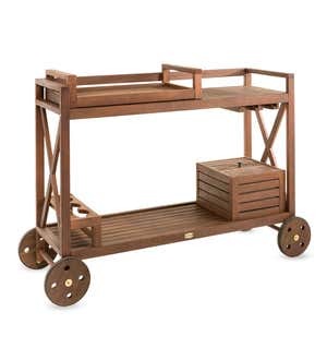 Claremont Eucalyptus Rolling Outdoor Bar Cart