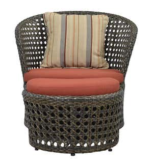 Wicker Conversation Set with Ottomans and Sunbrella Cushions, 5-Piece