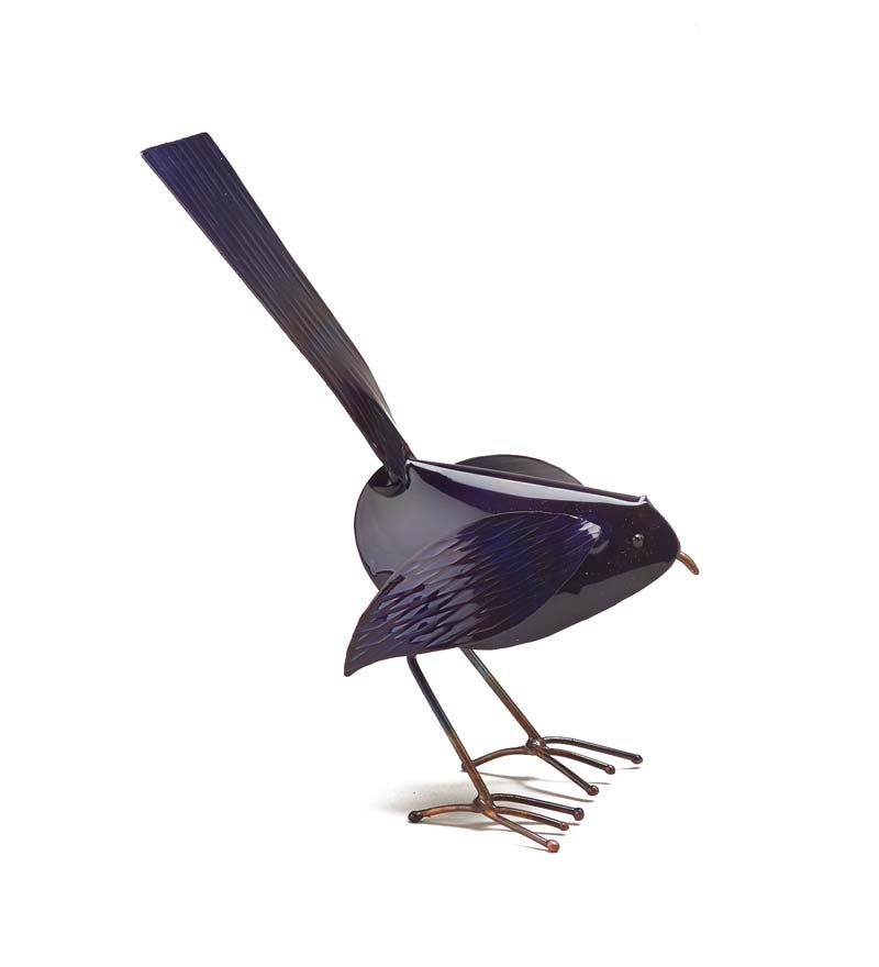 Handcrafted Copper Bird Statue - Blue