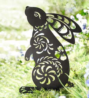 Metal Bunny or Cat Silhouette Garden Stake