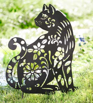 Metal Bunny or Cat Silhouette Garden Stake