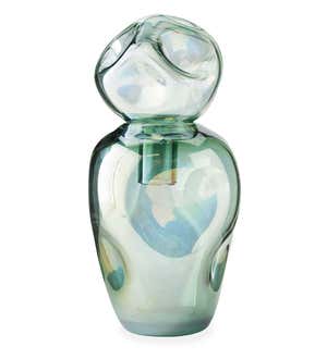 Dual-Dented Iridescent Glass Vase, Small