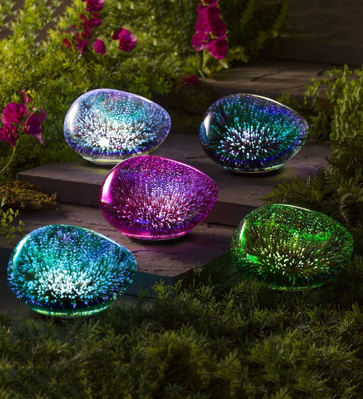 Wind & Weather Iridescent Glass Stones, Set of 3 - Purple