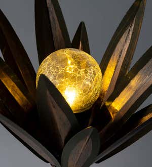 Solar-Powered Metal Agave Garden Stake
