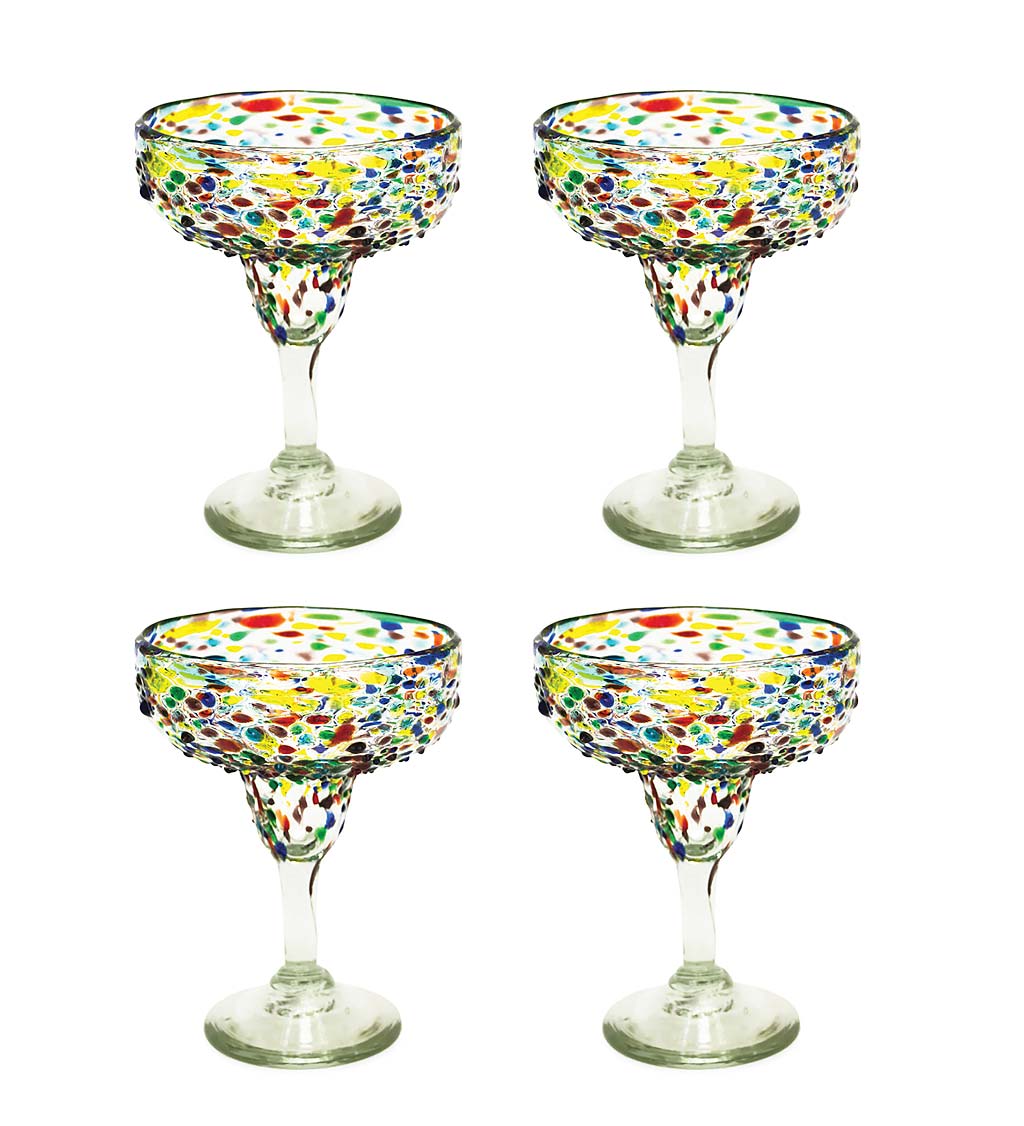 Recycled Glass Confetti Margarita Glasses, Set of 4
