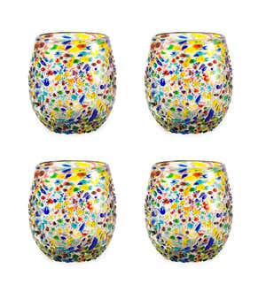 Recycled Glass Confetti Stemless Wine Glasses, Set of 4