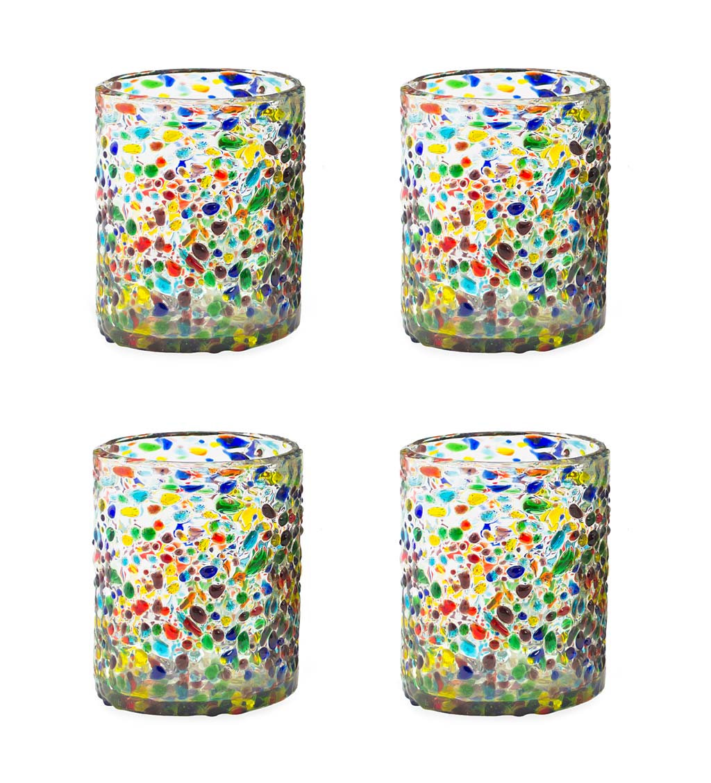 Decorative Recycled Glass Tumblers - Set of Four
