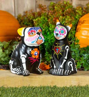 Ceramic Halloween Day of the Dead Skeleton Animal Garden Statue