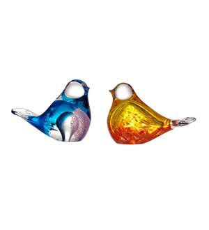 4" Glass Bird Figurines, Set of 2