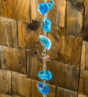 71"H Blue Glass Rain Chain
