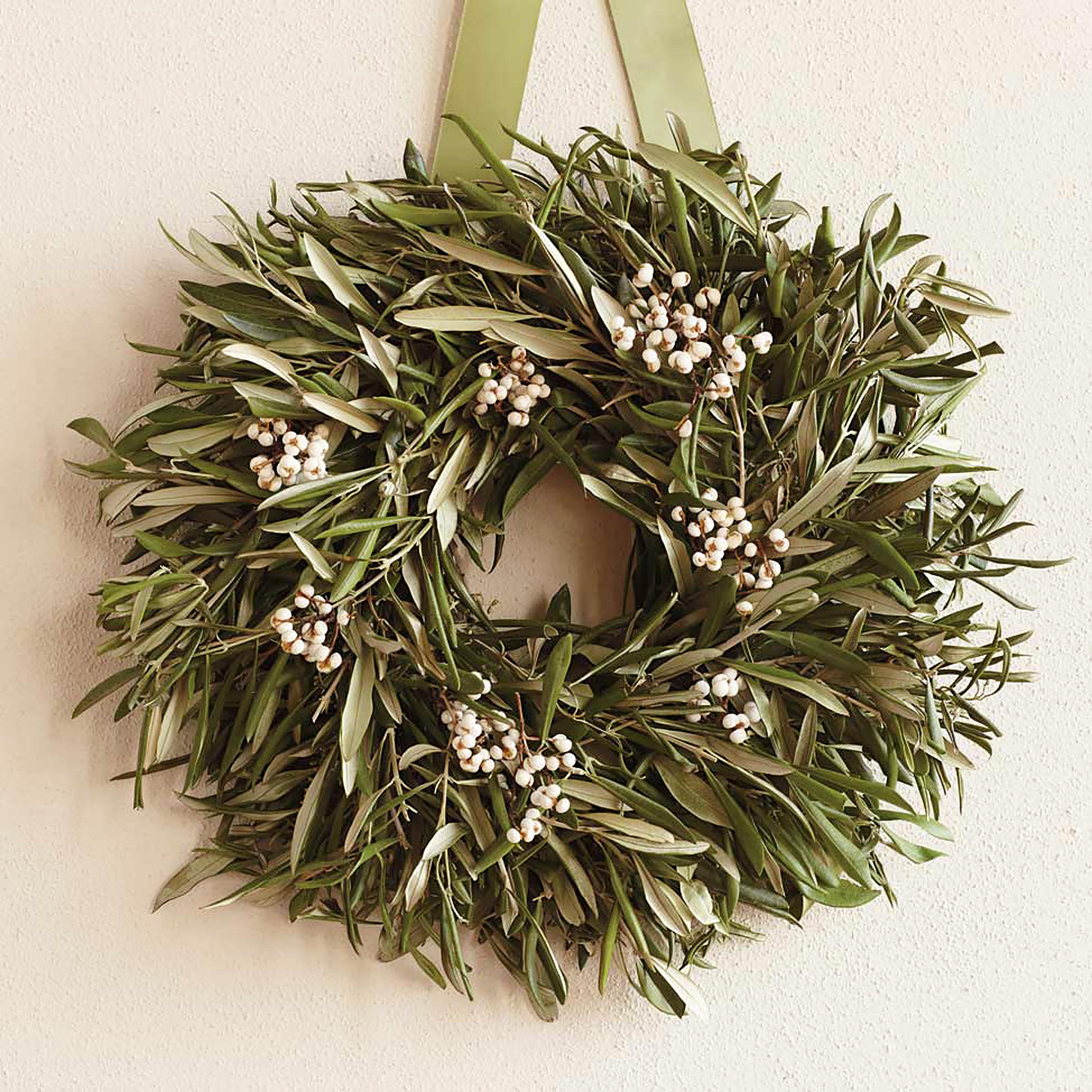 Organic Tallow Berry & Olive Leaf Wreath without Hanger