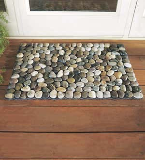 Smooth River Rock Stone Floor Mat, Indoor/ Outdoor