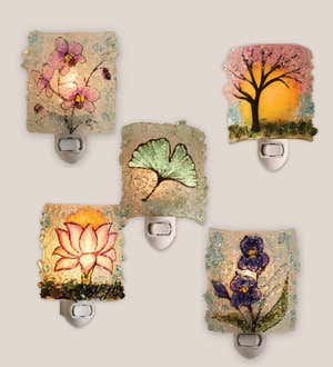 Botanical Recycled Glass Nightlights - Cherry Blossom
