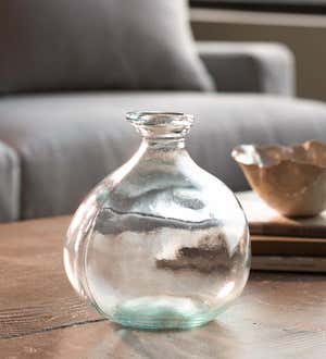 Bubble Recycled Glass Balloon Vase, 7"H - Aqua