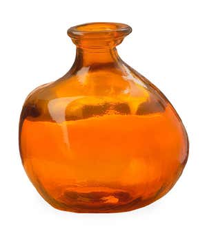 Bubble Recycled Glass Balloon Vase, 7"H - Orange