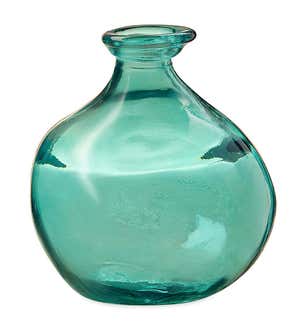 Bubble Recycled Glass Balloon Vase, 7"H - Aqua