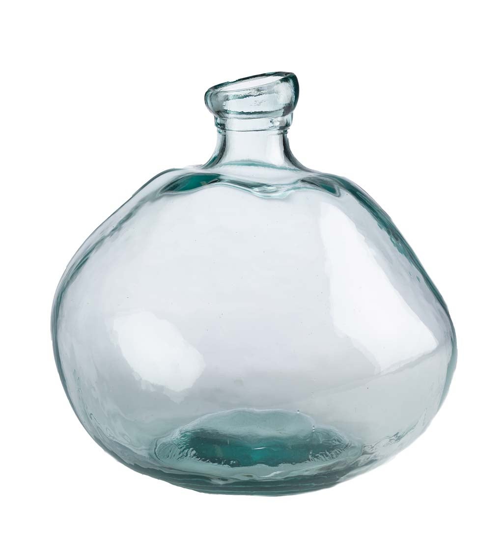 Recycled Round Glass Balloon Vase, 13" - Clear