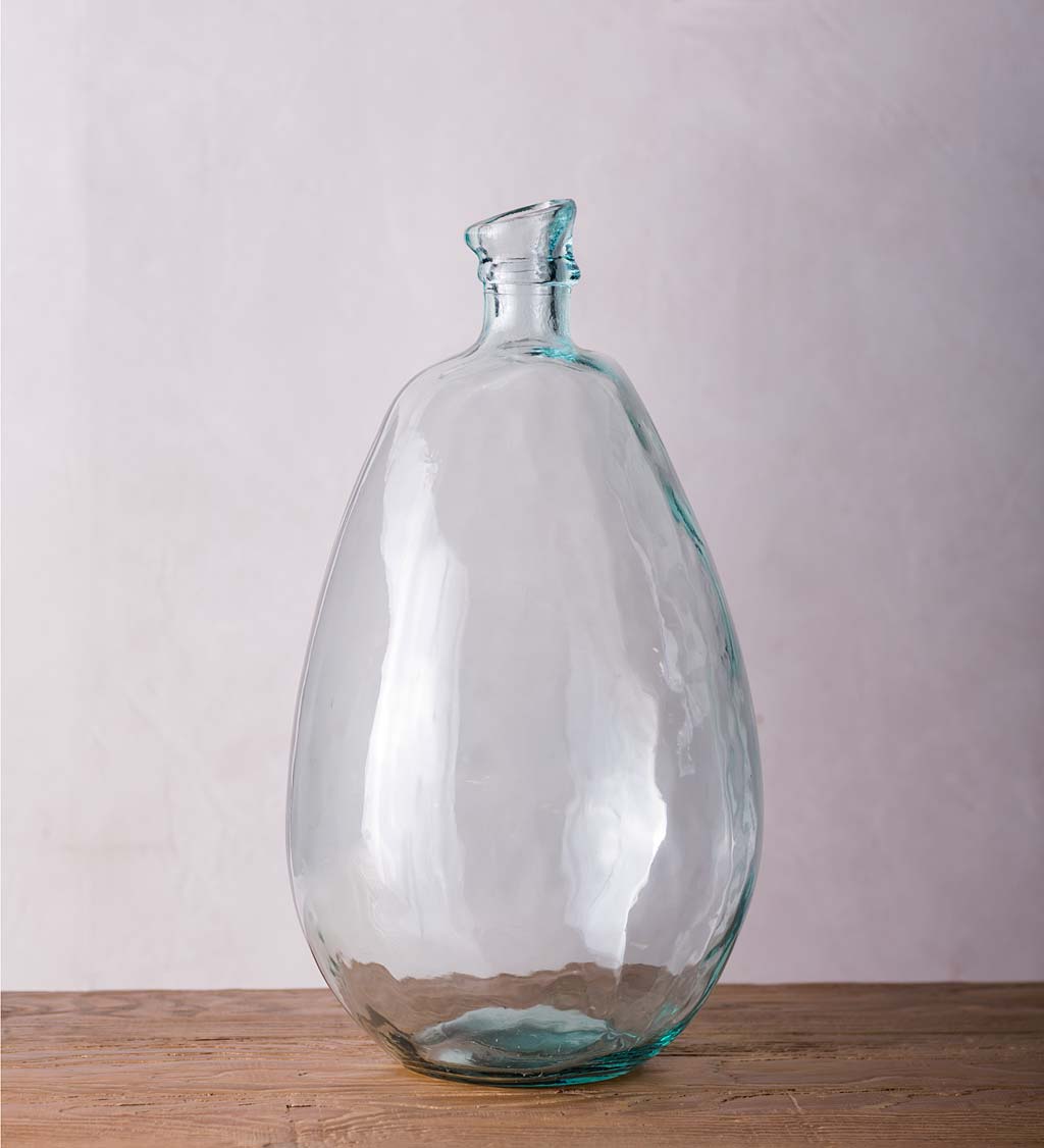 Recycled Glass Balloon Vase, 13" - Clear Tall