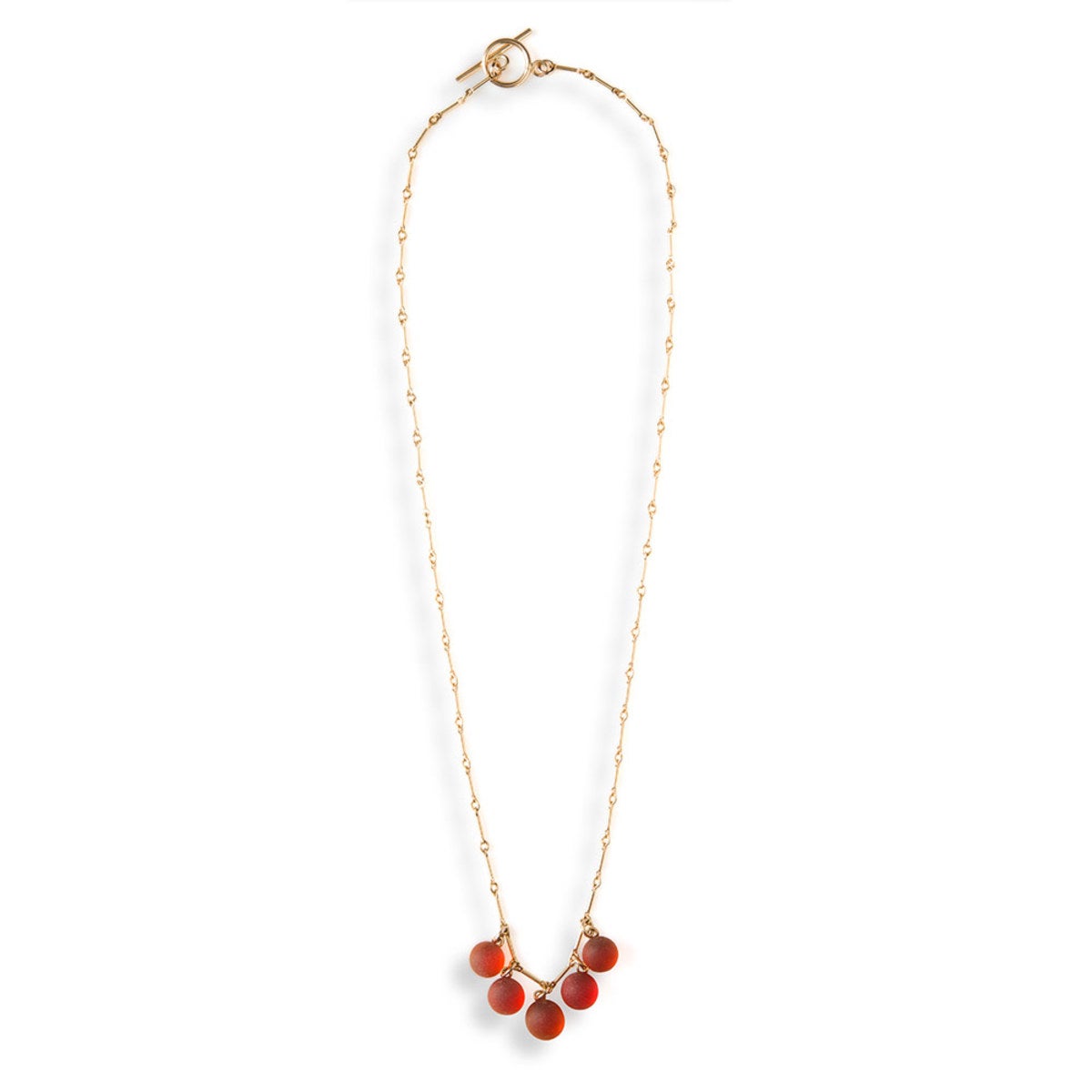 5-Stone Sea Glass Necklace - Red Multi