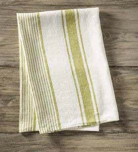 Green & Blue Stripe Pure Linen Towel Collection