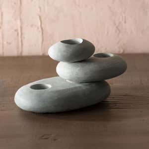 Zen Stone Cairn Tealight Holder