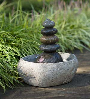 Tranquil Rock Cairn Tabletop Fountain