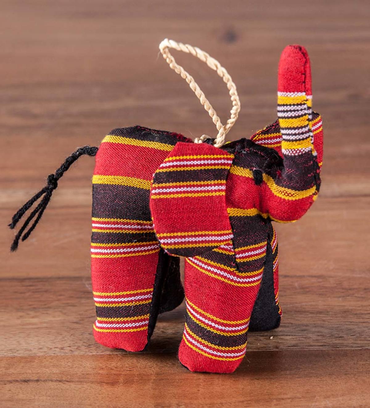 Fair Trade Colorful Cotton Elephant Ornament